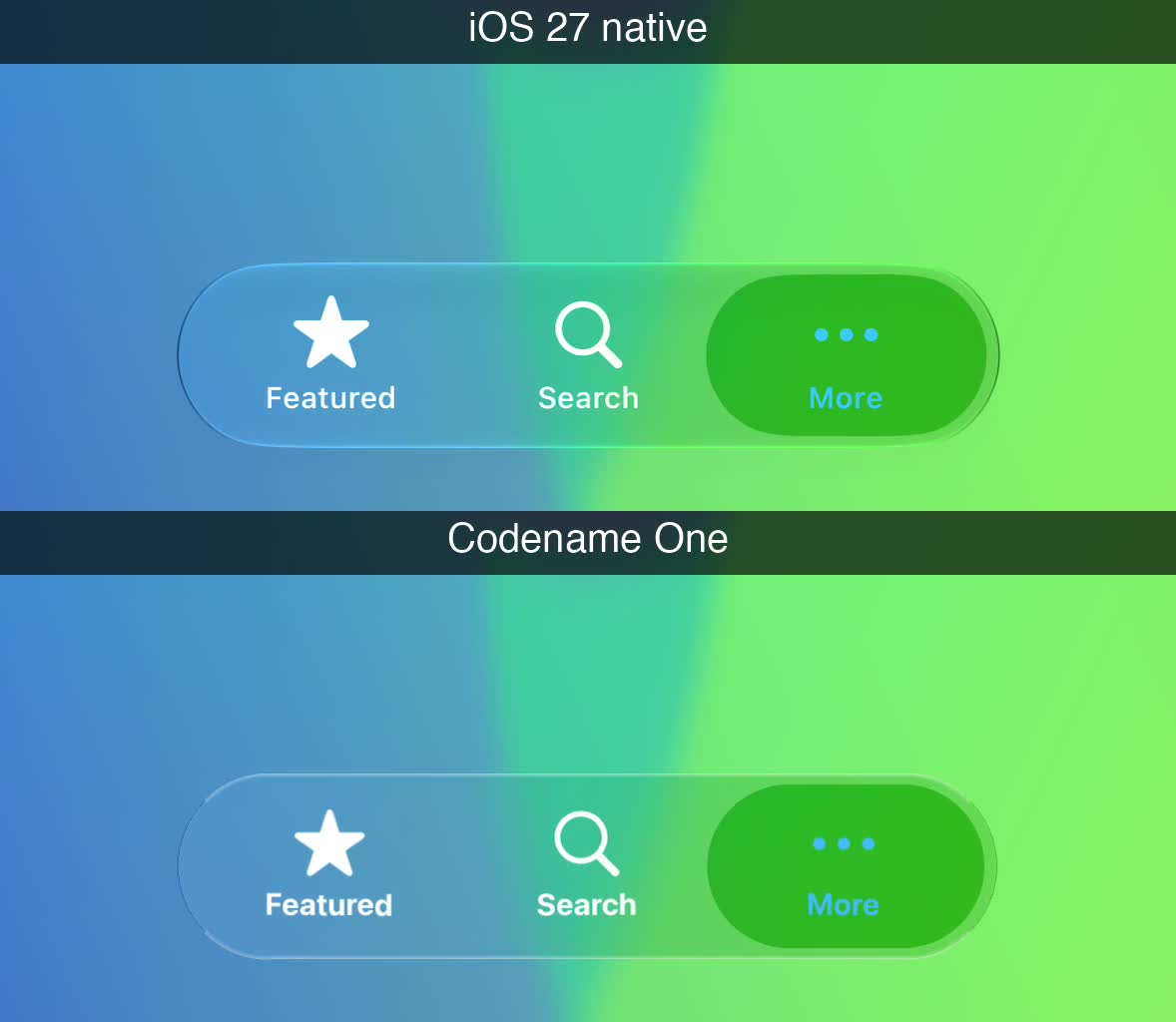 iOS 27 tab bars: UIKit above Codename One