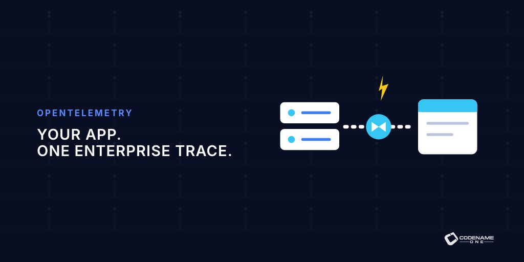 One trace connects the client app, native backend and enterprise services